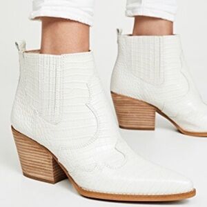 Sam Edelman White Croc-Embossed Ankle Booties.
